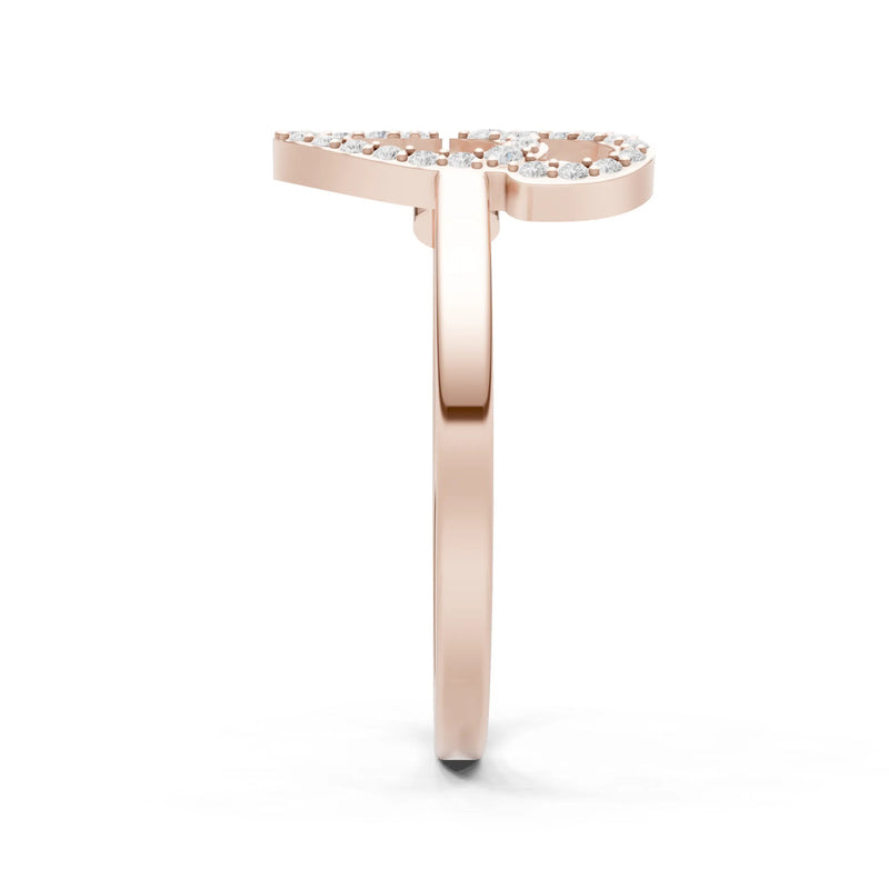 Dainty Initial Letter Birthstone Open Ring – G
