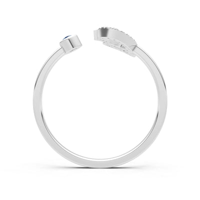 Dainty Initial Letter Birthstone Open Ring – G