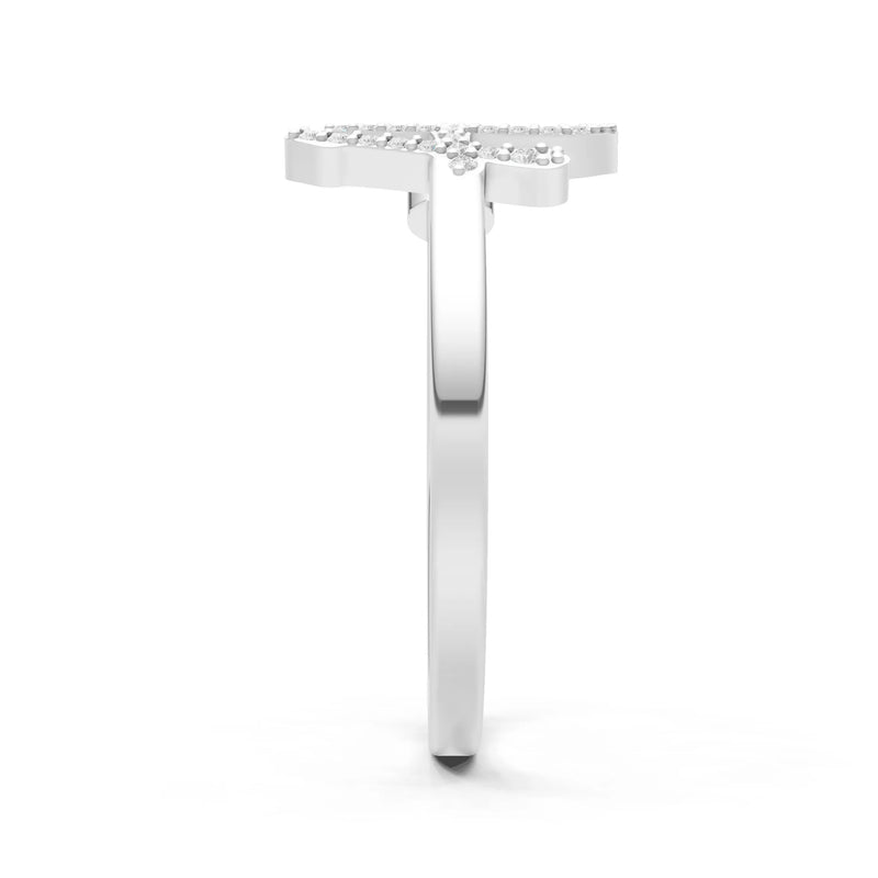 Aquamarine Dainty Initial Letter Birthstone Open Ring – H