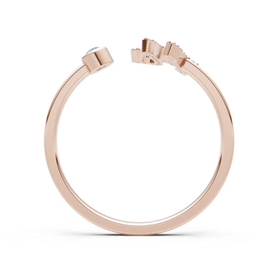Dainty Initial Letter Birthstone Open Ring – H