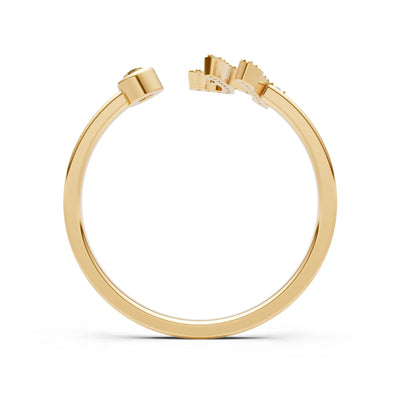 Citrine Dainty Initial Letter Birthstone Open Ring – H