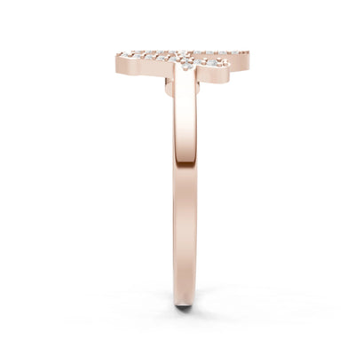 Dainty Initial Letter Birthstone Open Ring – H