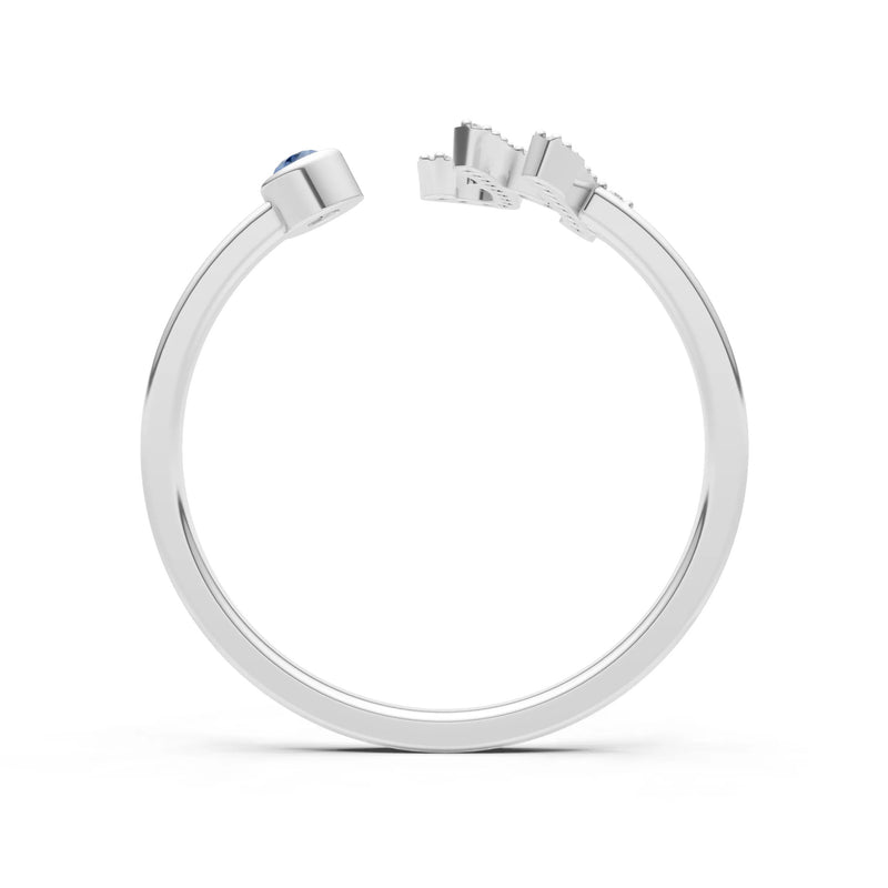 London Blue Topaz Dainty Initial Letter Birthstone Open Ring – H