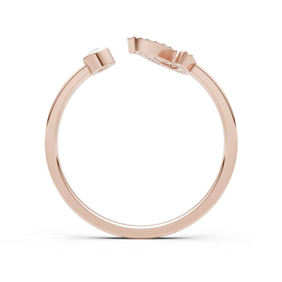 Dainty Initial Letter Birthstone Open Ring – I