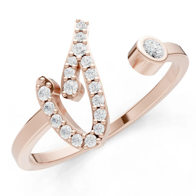 Dainty Initial Letter Birthstone Open Ring – I