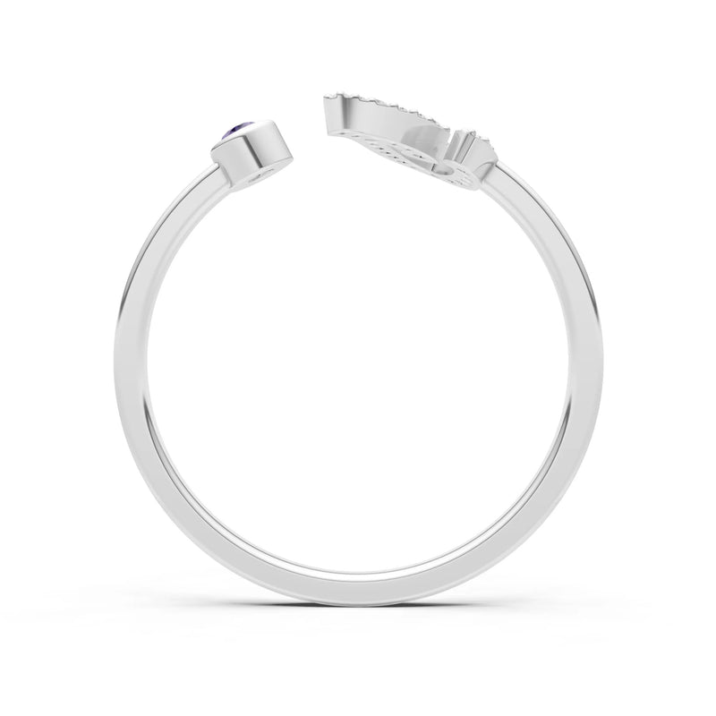 Dainty Initial Letter Birthstone Open Ring – I