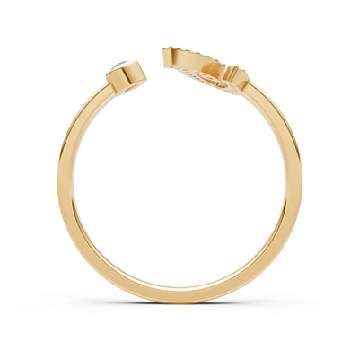 Dainty Initial Letter Birthstone Open Ring – I