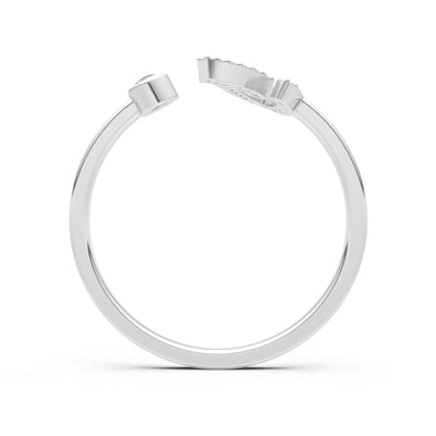 Aquamarine Dainty Initial Letter Birthstone Open Ring – I