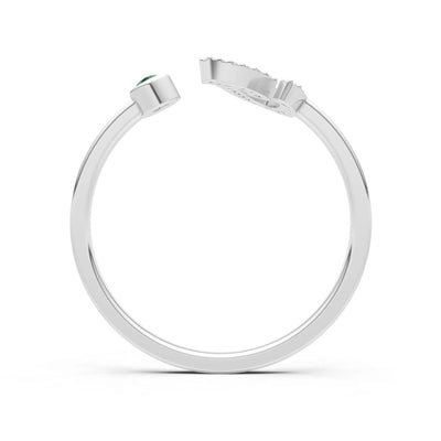 Dainty Initial Letter Birthstone Open Ring – I