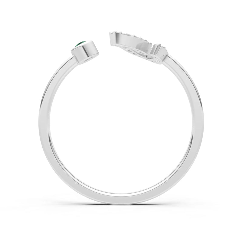 Dainty Initial Letter Birthstone Open Ring – I
