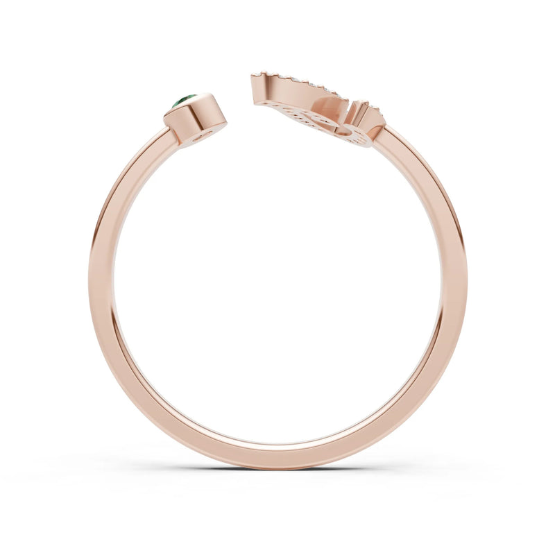 Dainty Initial Letter Birthstone Open Ring – I