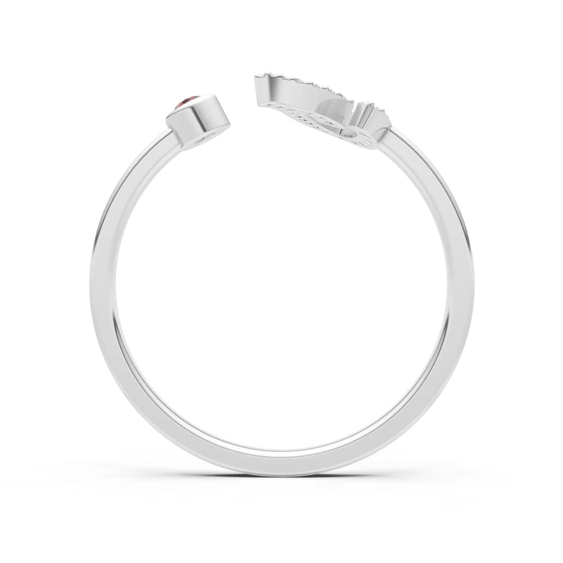 Dainty Initial Letter Birthstone Open Ring – I