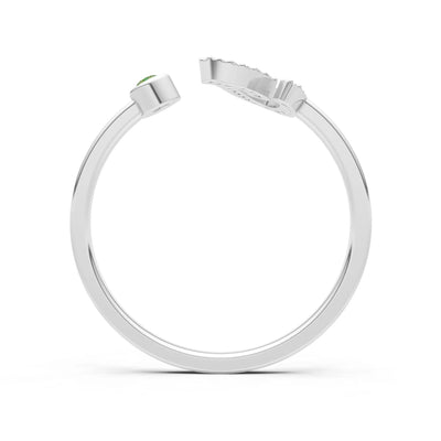 Peridot Dainty Initial Letter Birthstone Open Ring – I