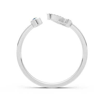 Dainty Initial Letter Birthstone Open Ring – I