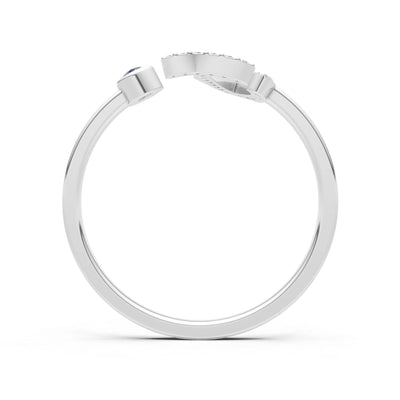 Dainty Initial Letter Birthstone Open Ring – J