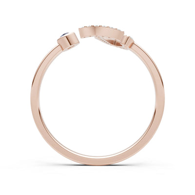 Dainty Initial Letter Birthstone Open Ring – J