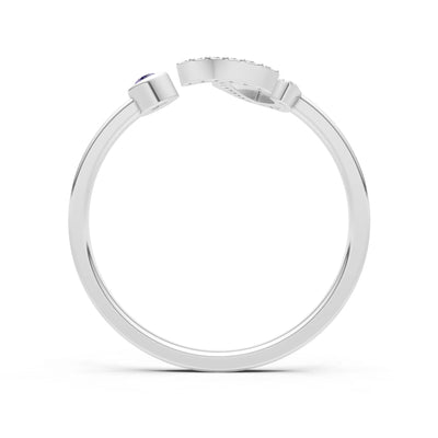 Dainty Initial Letter Birthstone Open Ring – J