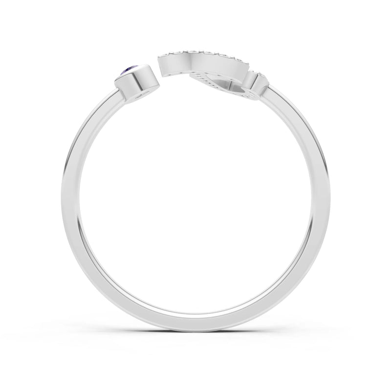 Dainty Initial Letter Birthstone Open Ring – J