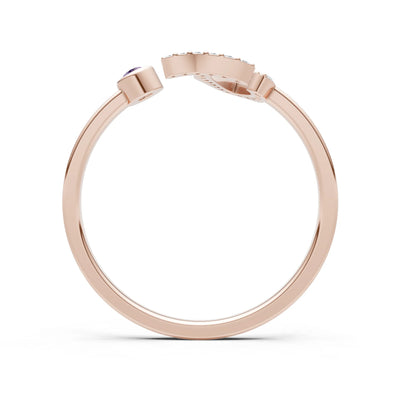Dainty Initial Letter Birthstone Open Ring – J
