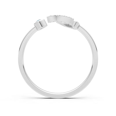 Dainty Initial Letter Birthstone Open Ring – J