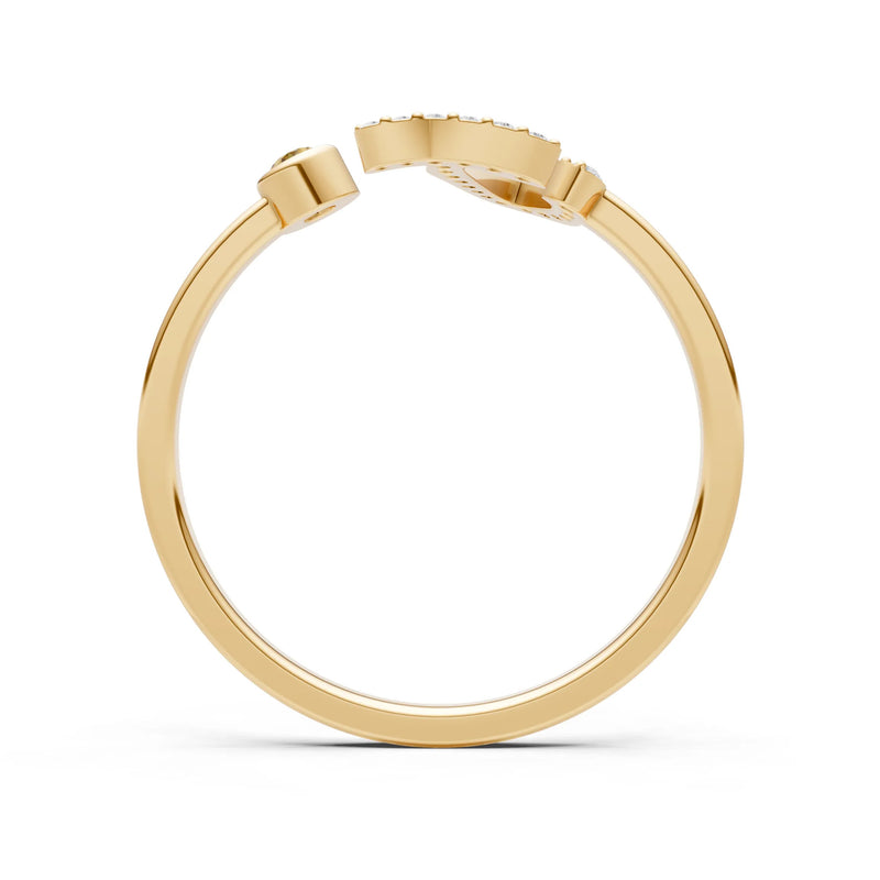 Citrine Dainty Initial Letter Birthstone Open Ring – J