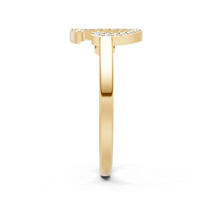 Citrine Dainty Initial Letter Birthstone Open Ring – J