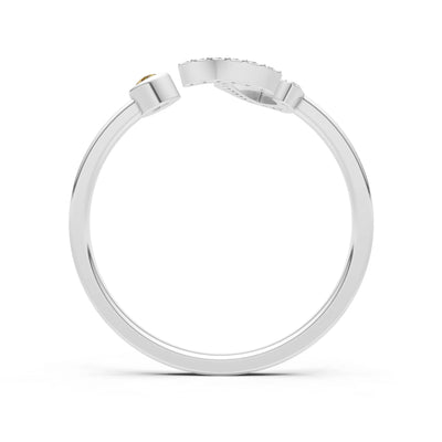 Citrine Dainty Initial Letter Birthstone Open Ring – J