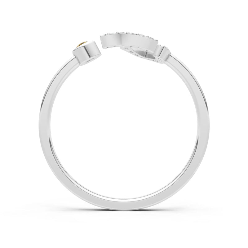 Citrine Dainty Initial Letter Birthstone Open Ring – J