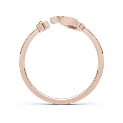 Citrine Dainty Initial Letter Birthstone Open Ring – J