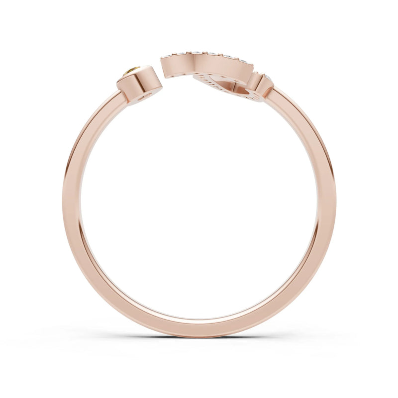 Citrine Dainty Initial Letter Birthstone Open Ring – J