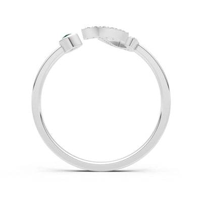 Emerald Dainty Initial Letter Birthstone Open Ring – J