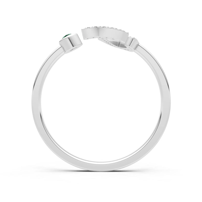 Emerald Dainty Initial Letter Birthstone Open Ring – J