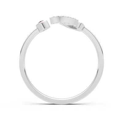 Dainty Initial Letter Birthstone Open Ring – J