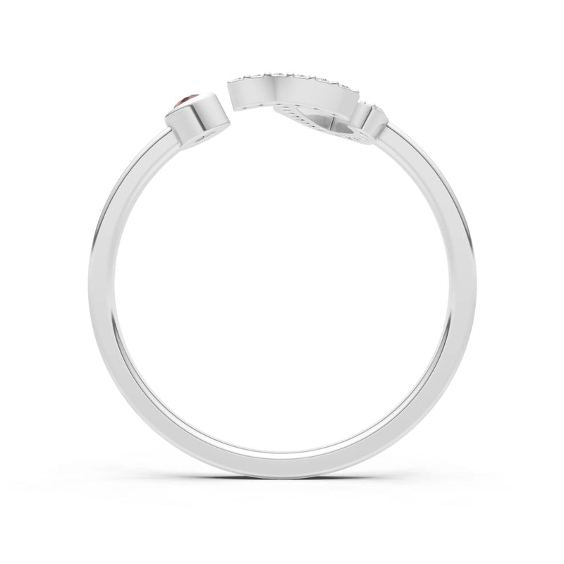 Dainty Initial Letter Birthstone Open Ring – J