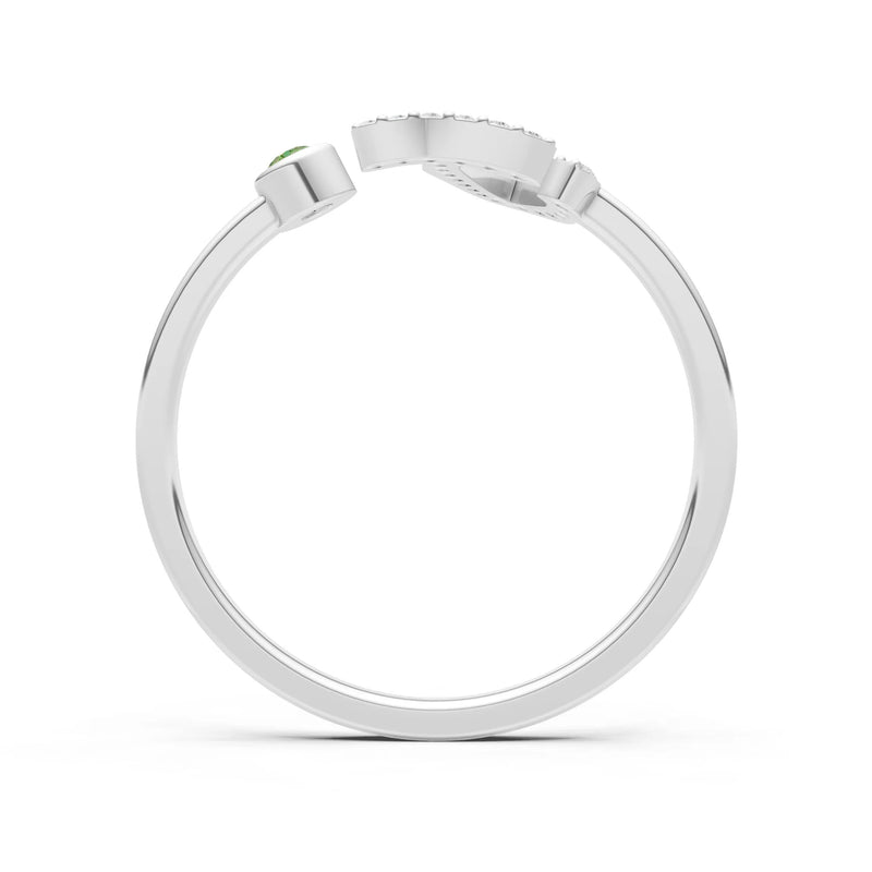 Peridot Dainty Initial Letter Birthstone Open Ring – J