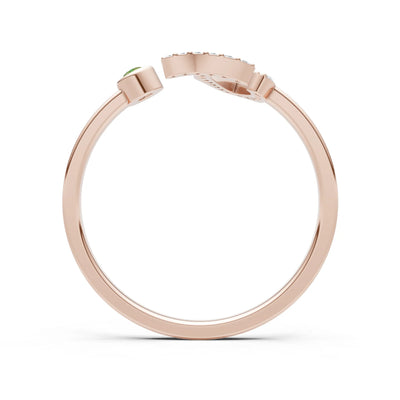 Dainty Initial Letter Birthstone Open Ring – J