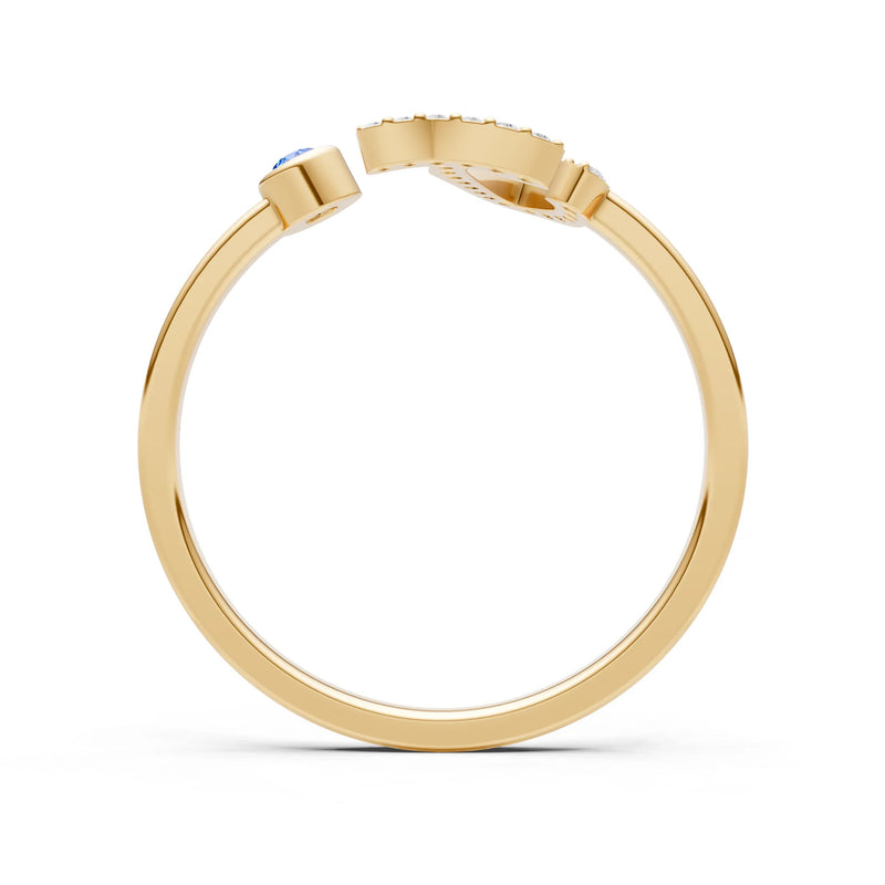 Dainty Initial Letter Birthstone Open Ring – J