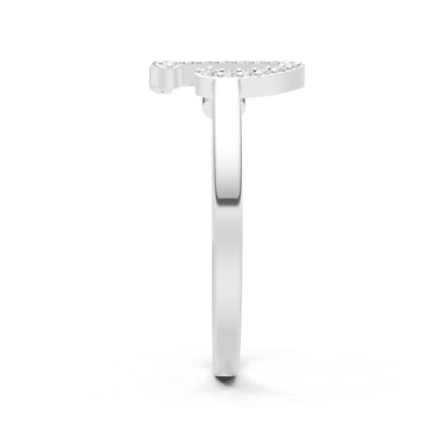 Dainty Initial Letter Birthstone Open Ring – J
