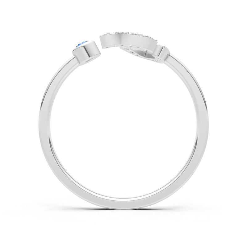 Swiss Blue Topaz Dainty Initial Letter Birthstone Open Ring – J