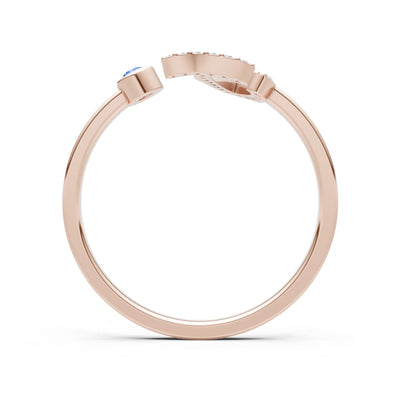 Dainty Initial Letter Birthstone Open Ring – J