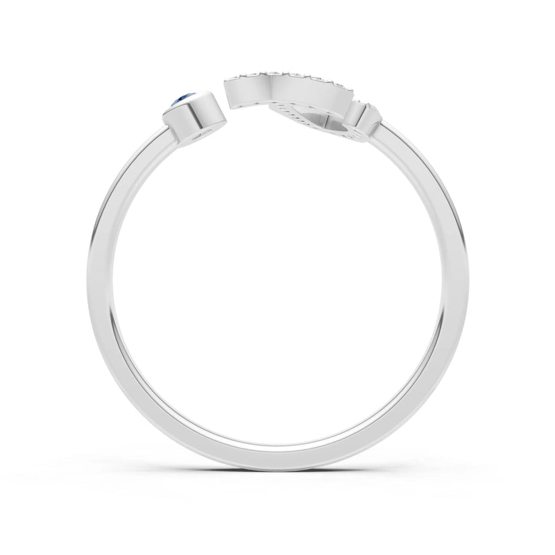 London Blue Topaz Dainty Initial Letter Birthstone Open Ring – J