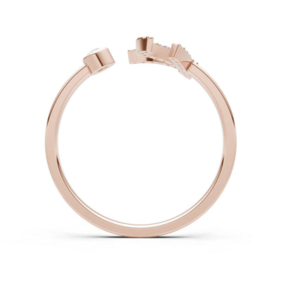 Dainty Initial Letter Birthstone Open Ring – K