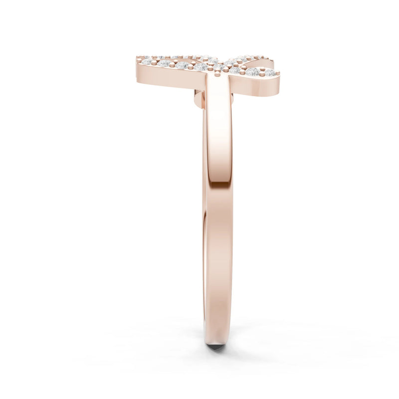 Dainty Initial Letter Birthstone Open Ring – K