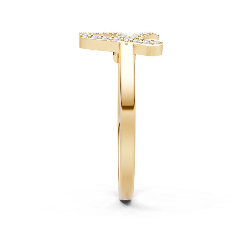 Dainty Initial Letter Birthstone Open Ring – K