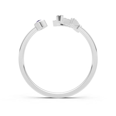 Dainty Initial Letter Birthstone Open Ring – K