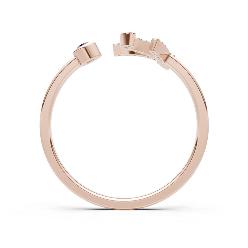 Dainty Initial Letter Birthstone Open Ring – K