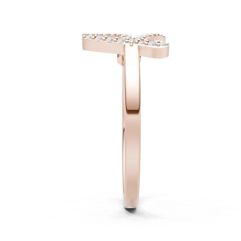 Dainty Initial Letter Birthstone Open Ring – K