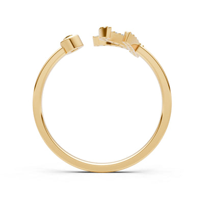 Citrine Dainty Initial Letter Birthstone Open Ring – K