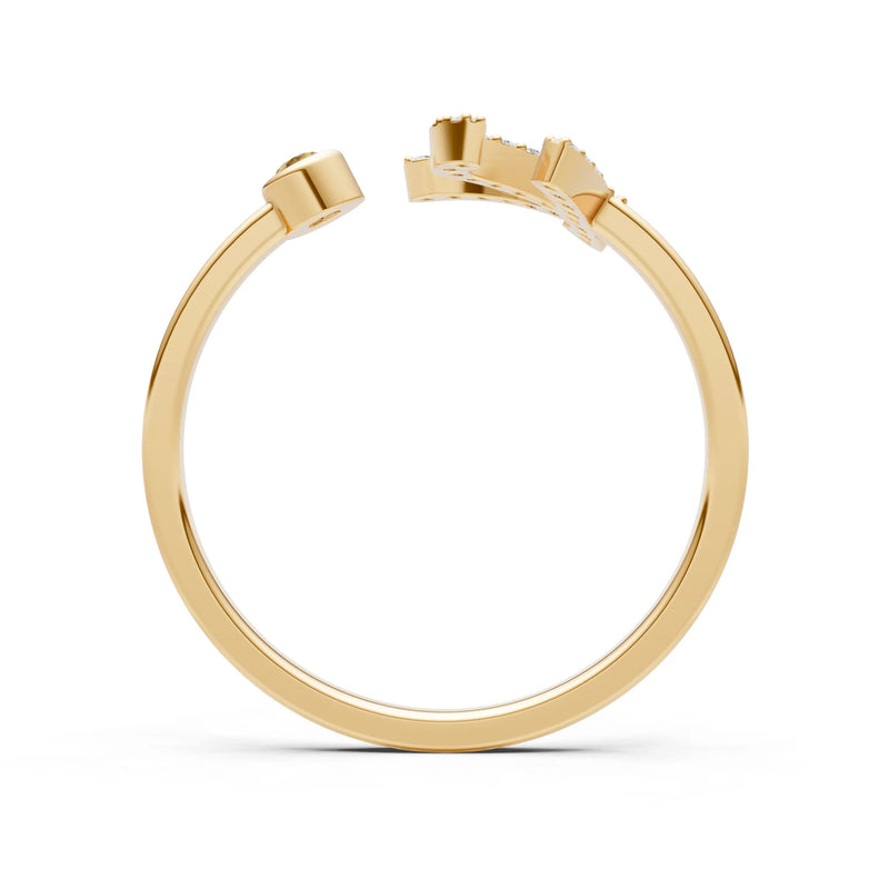 Citrine Dainty Initial Letter Birthstone Open Ring – K