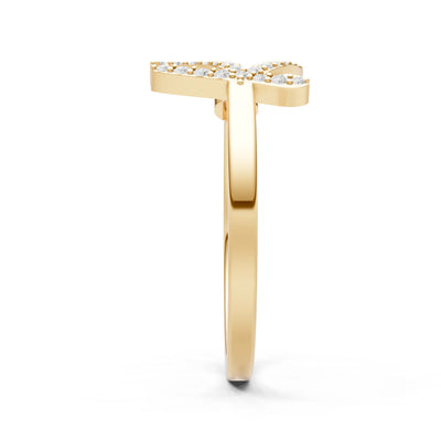 Citrine Dainty Initial Letter Birthstone Open Ring – K